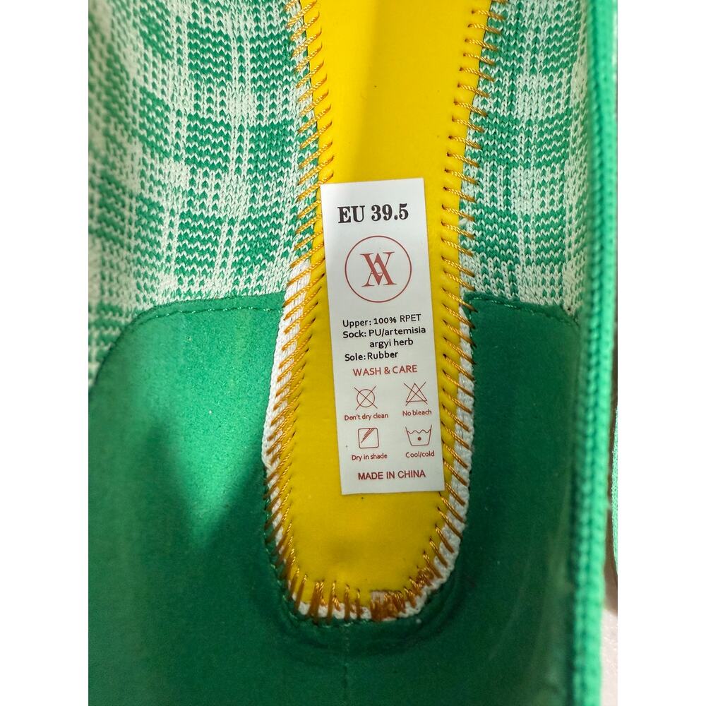 VIVAIA Square Toe V-Cut Knit Ballet Flats Green Gingham Women’s EU 39.5 US 8.5 - Picture 10 of 12